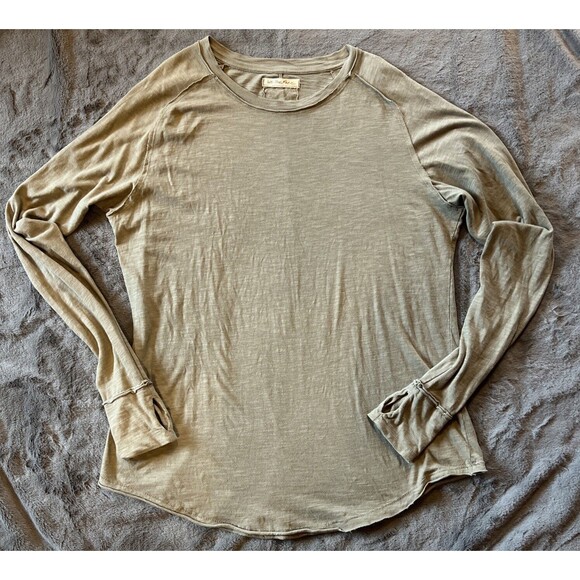 Free People We the Free Thumbhole Oversized Arden Long Sleeve Sage Green Sz Sm - Picture 2 of 7